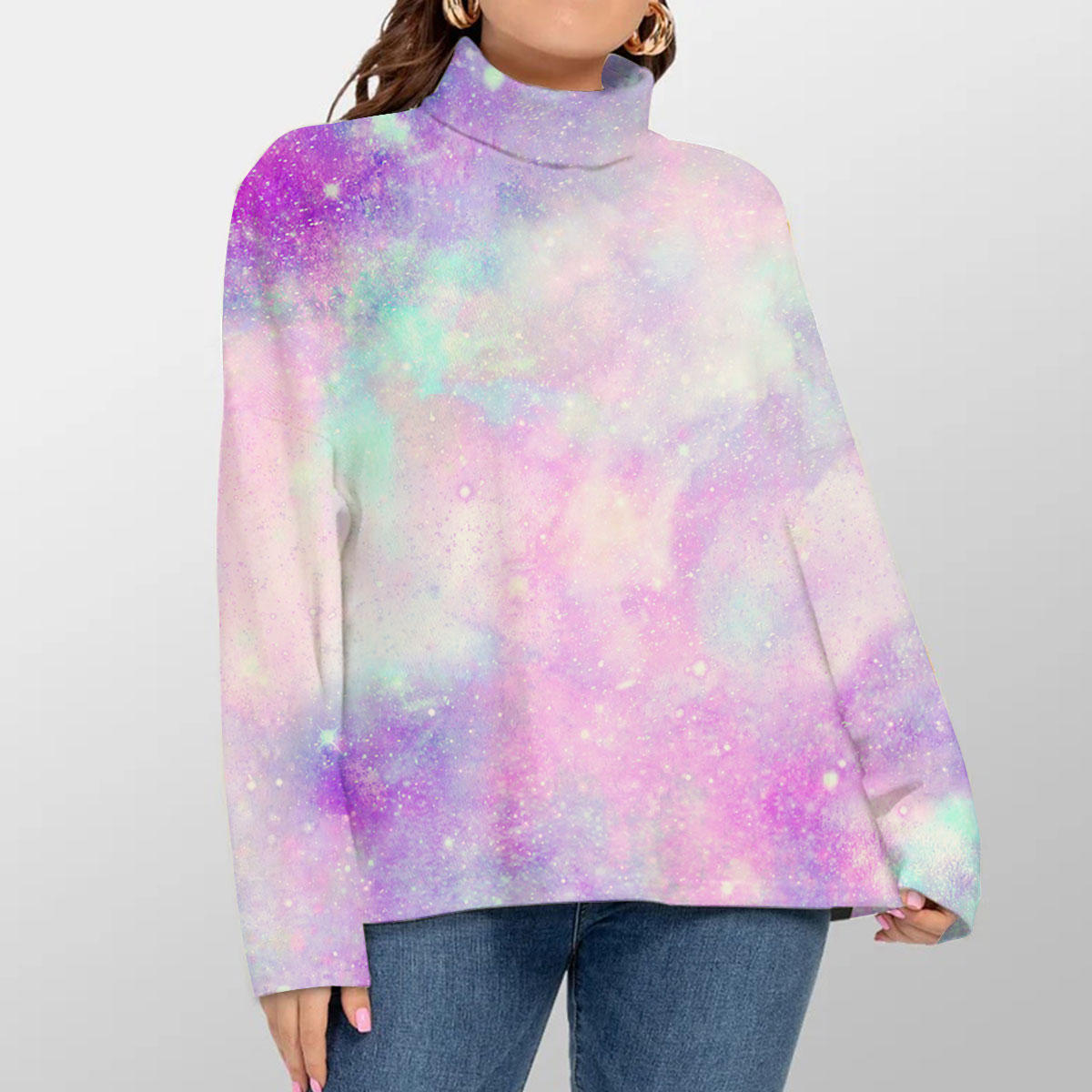 Pink Galaxy Turtleneck Sweater