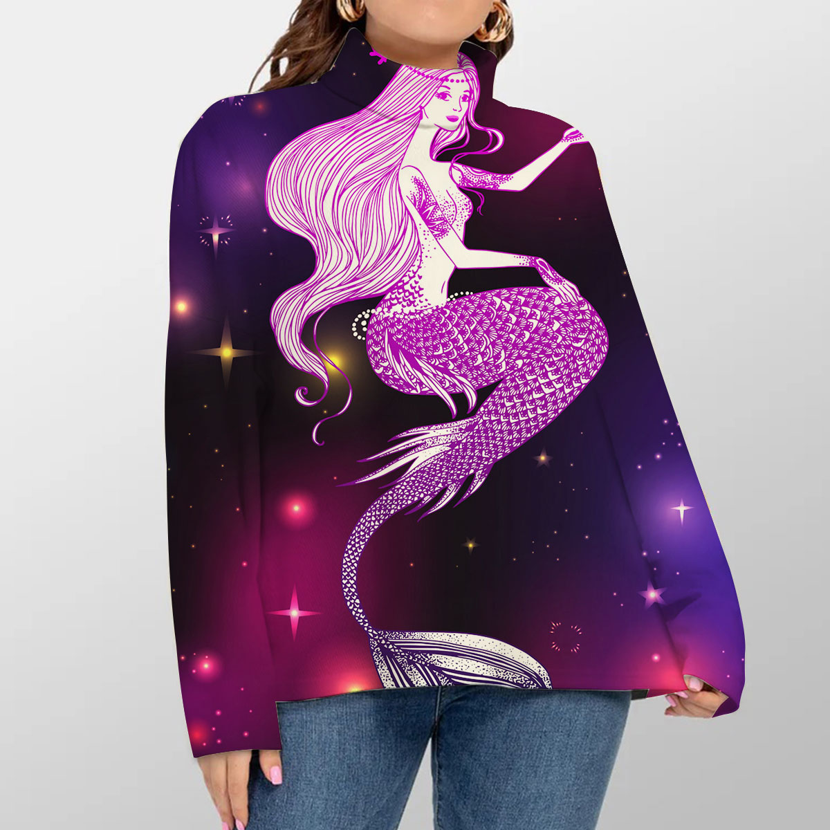 Purple Mermaid Turtleneck Sweater