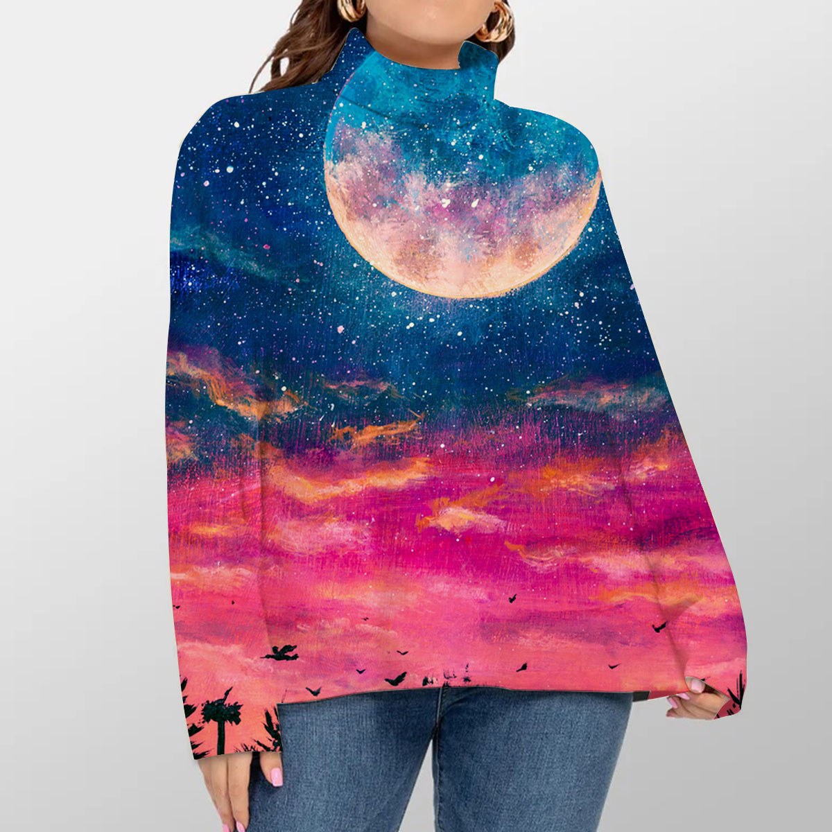 Purple Night Sky Turtleneck Sweater