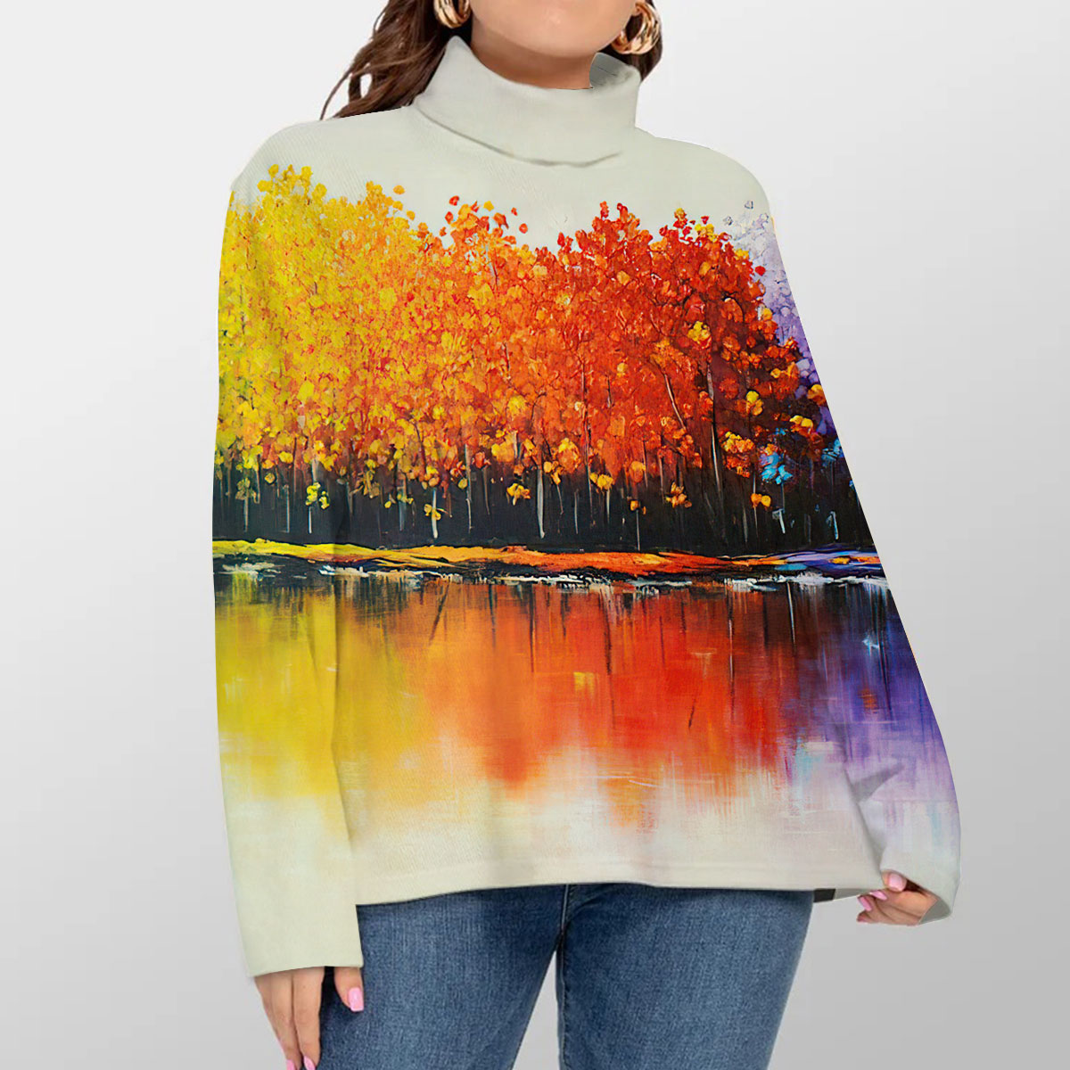 Rainbow Trees Turtleneck Sweater