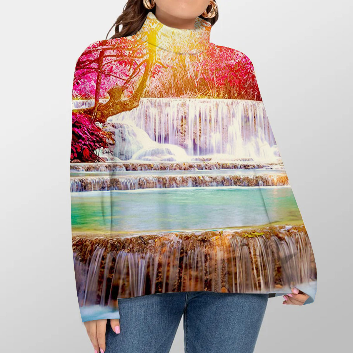 Rainbow Waterfall Turtleneck Sweater