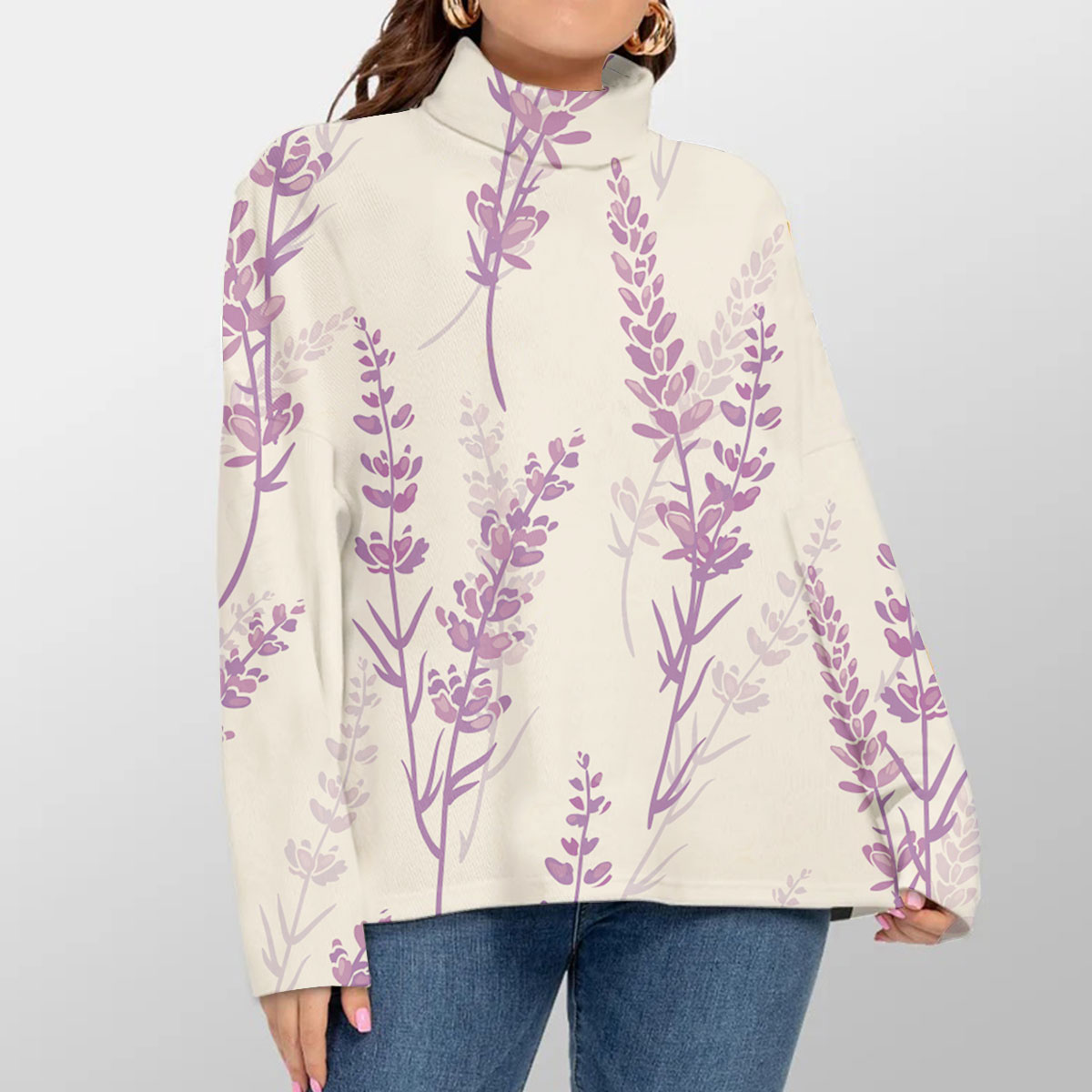 Retro Vintage Lavender Turtleneck Sweater