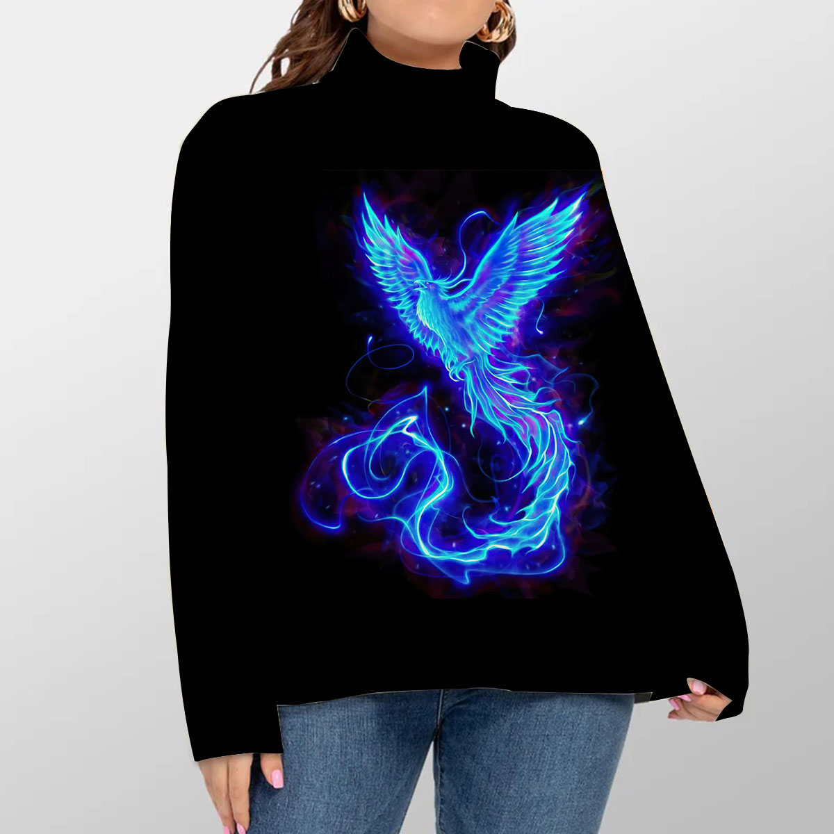 Royal Blue Phoenix Turtleneck Sweater