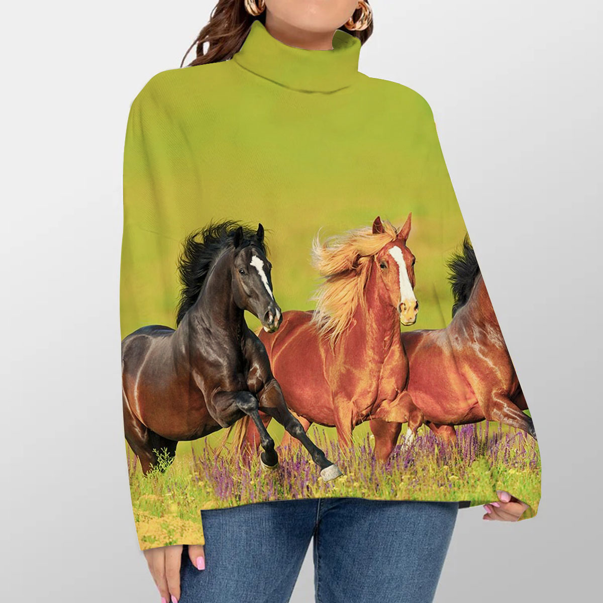 Running Horse Turtleneck Sweater