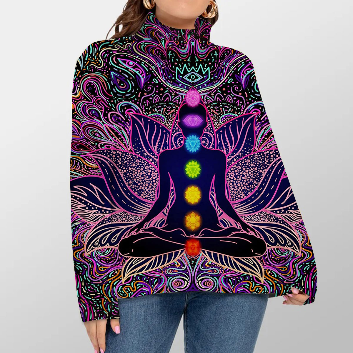 Seven Chakra Mandala Turtleneck Sweater