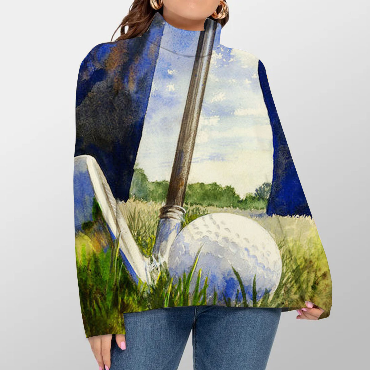 Sky And Golf Turtleneck Sweater