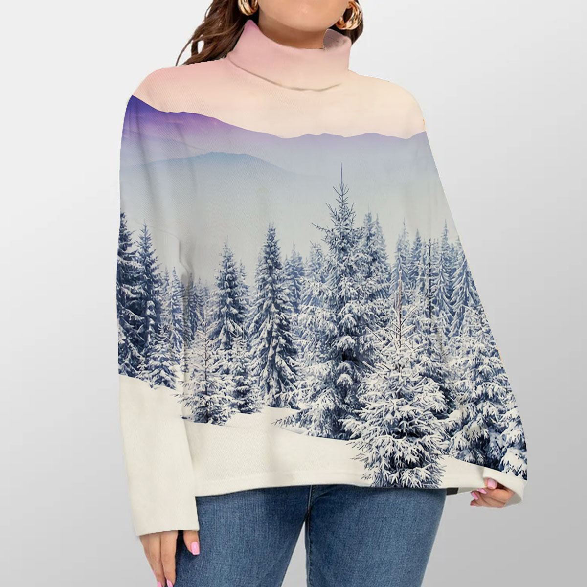 Sky And Snow Winter Turtleneck Sweater