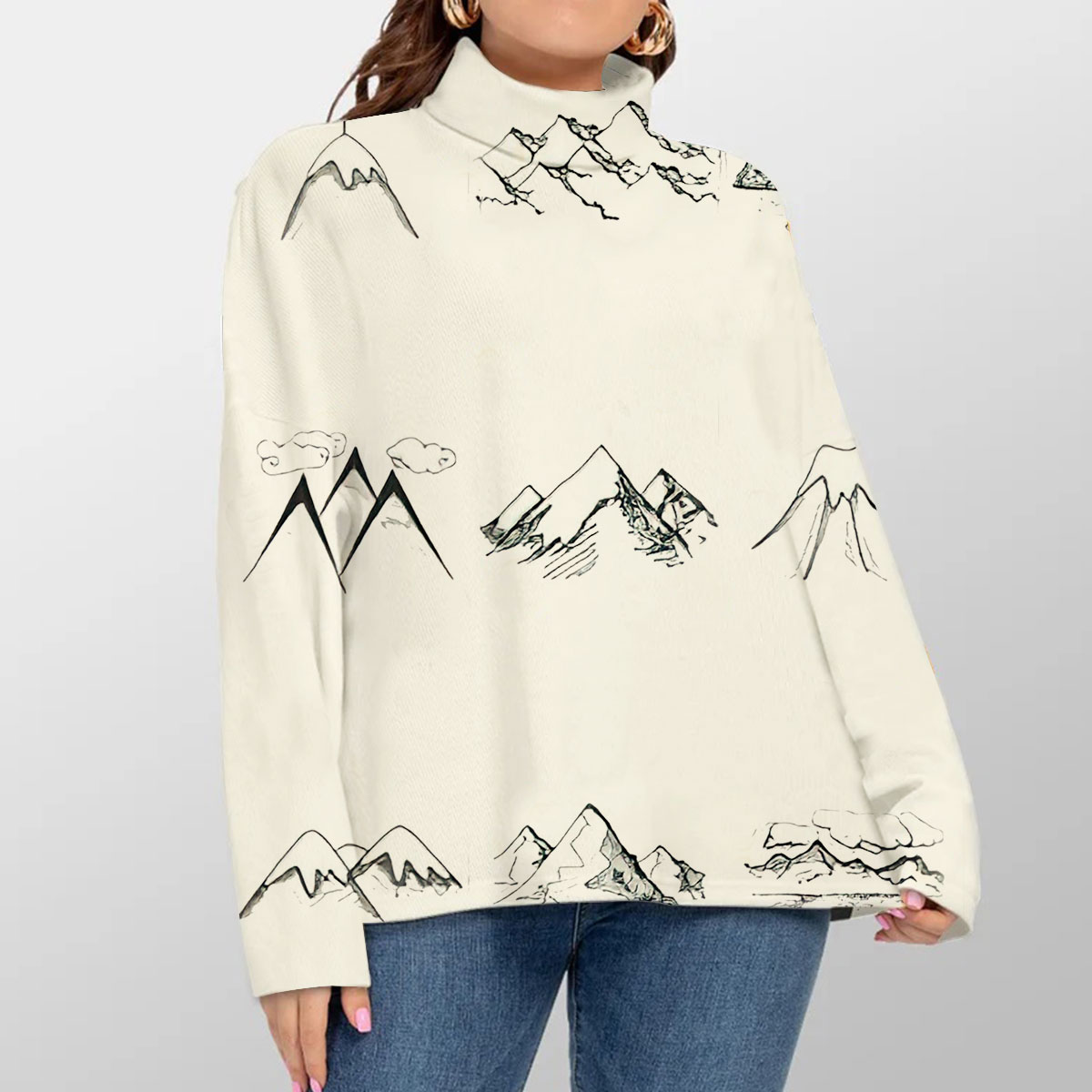 Snowy Ice Mountain Turtleneck Sweater