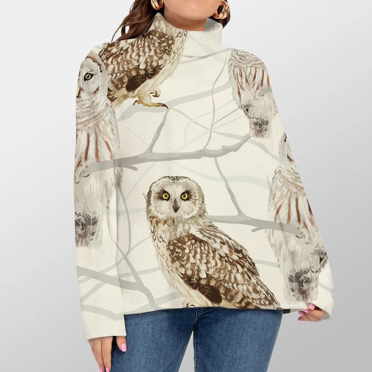 Snowy Owl Turtleneck Sweater