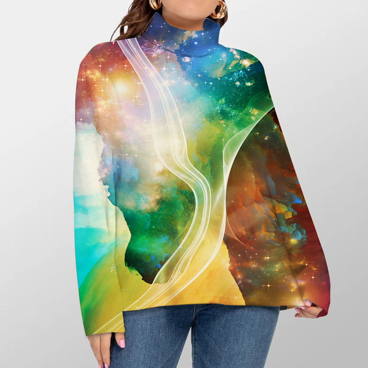 Star With Galaxy Turtleneck Sweater