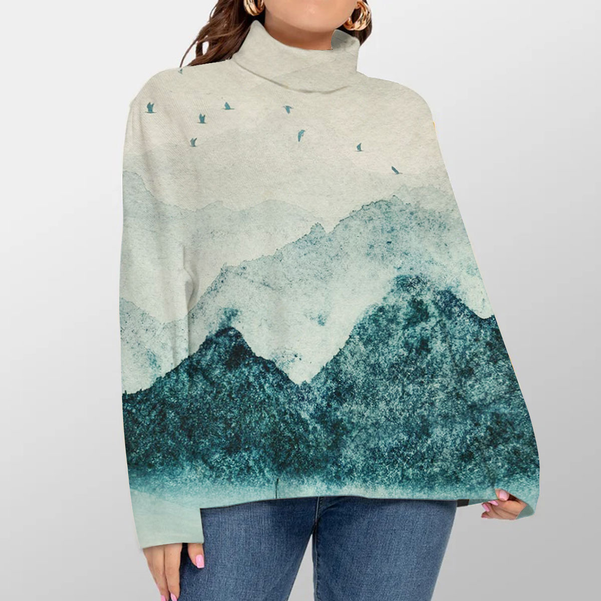 Sun And Mountain Turtleneck Sweater
