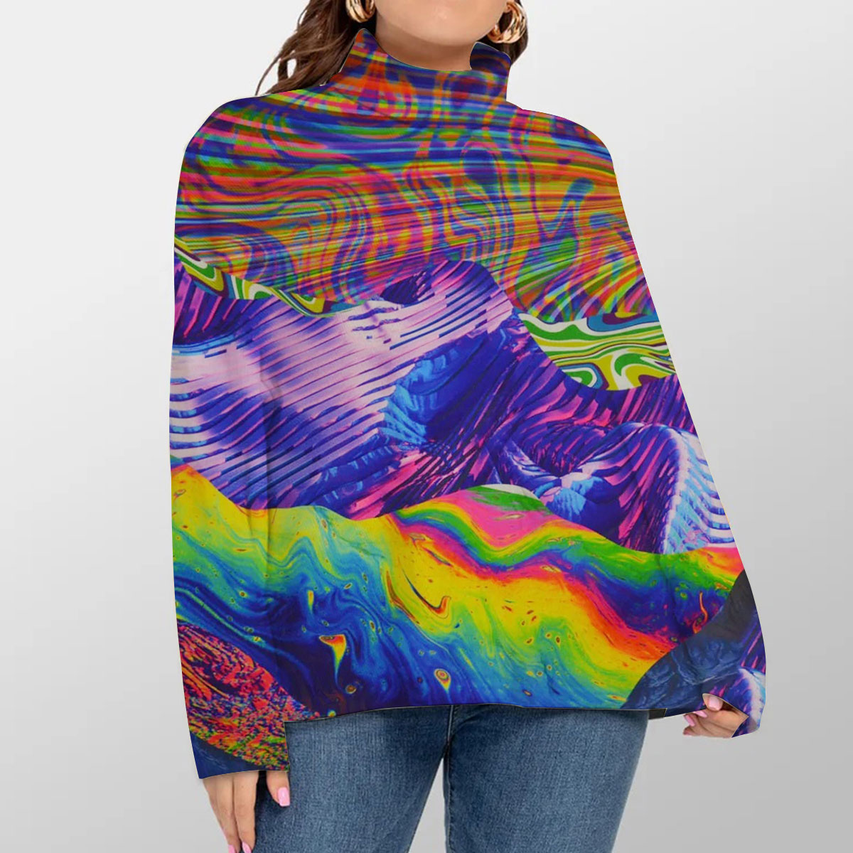 Trippy Mountain Turtleneck Sweater