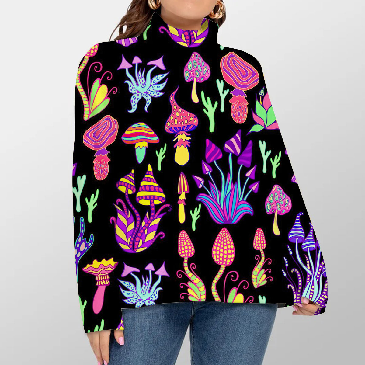Trippy Shrooms Turtleneck Sweater