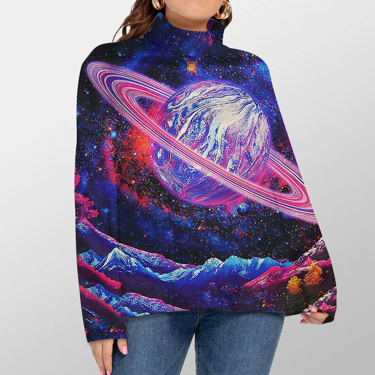 Trippy Space World Turtleneck Sweater