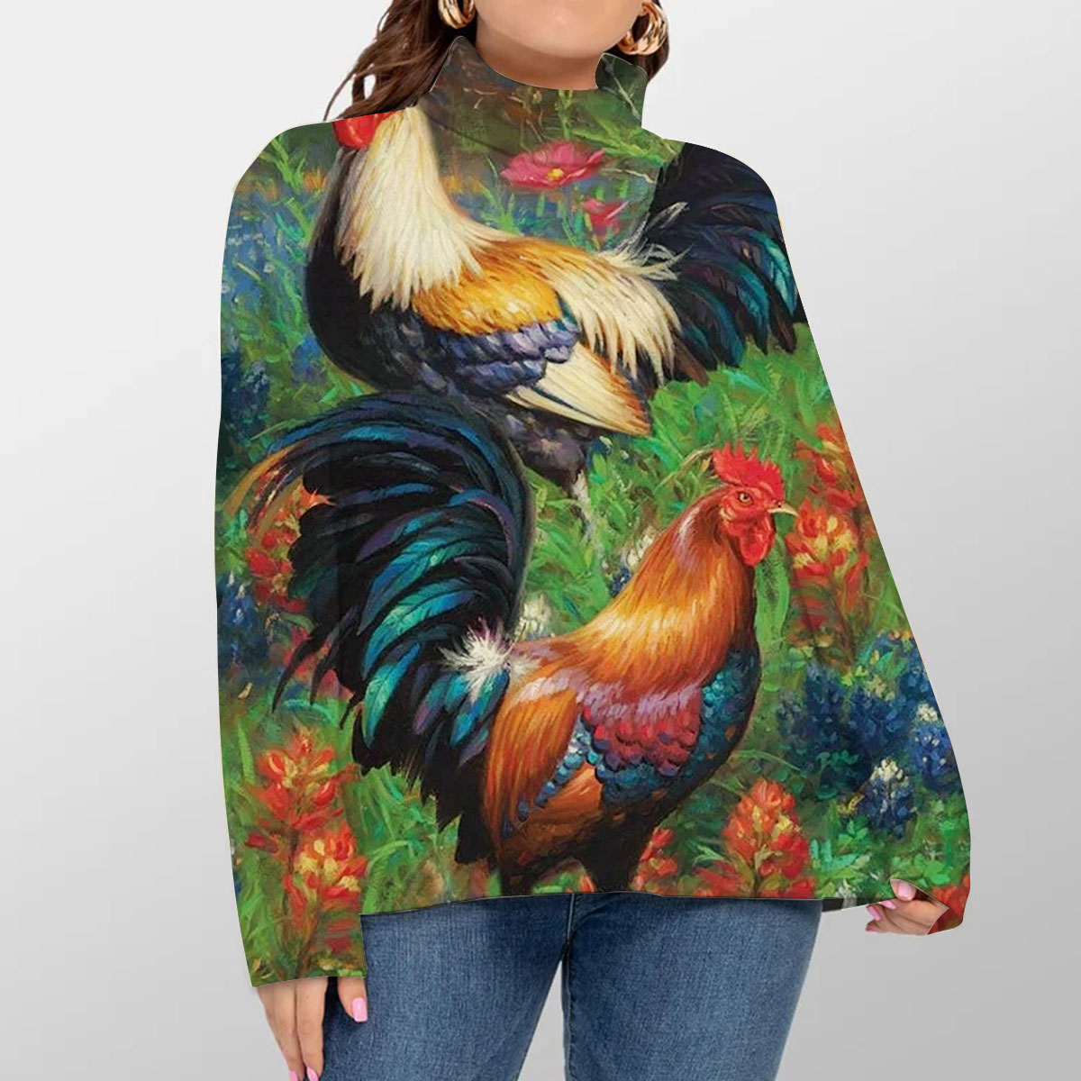 Tropical Chicken Turtleneck Sweater