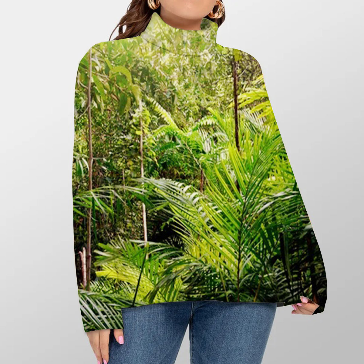 Tropical Rainforest Jungle Turtleneck Sweater