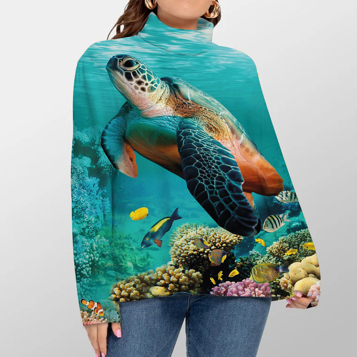 Under The Sea Turtle Turtleneck Sweater