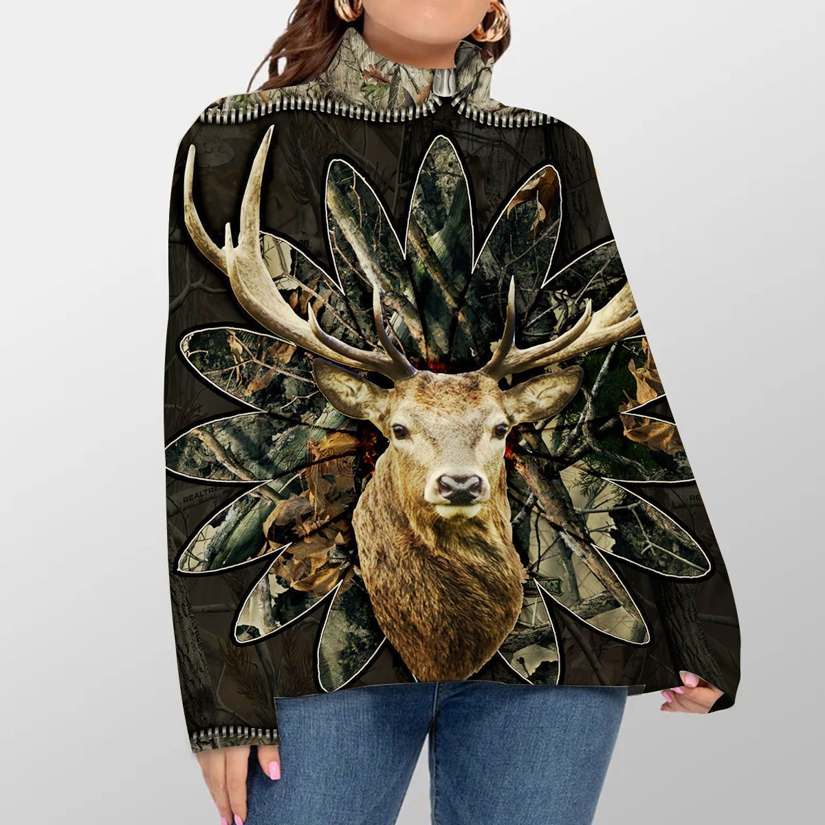 VIntage Deer Hunting Turtleneck Sweater