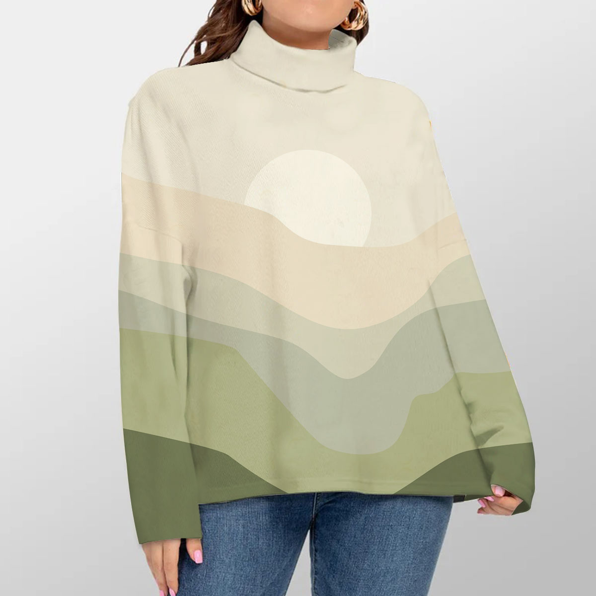 Vintage Boho Sunset Turtleneck Sweater