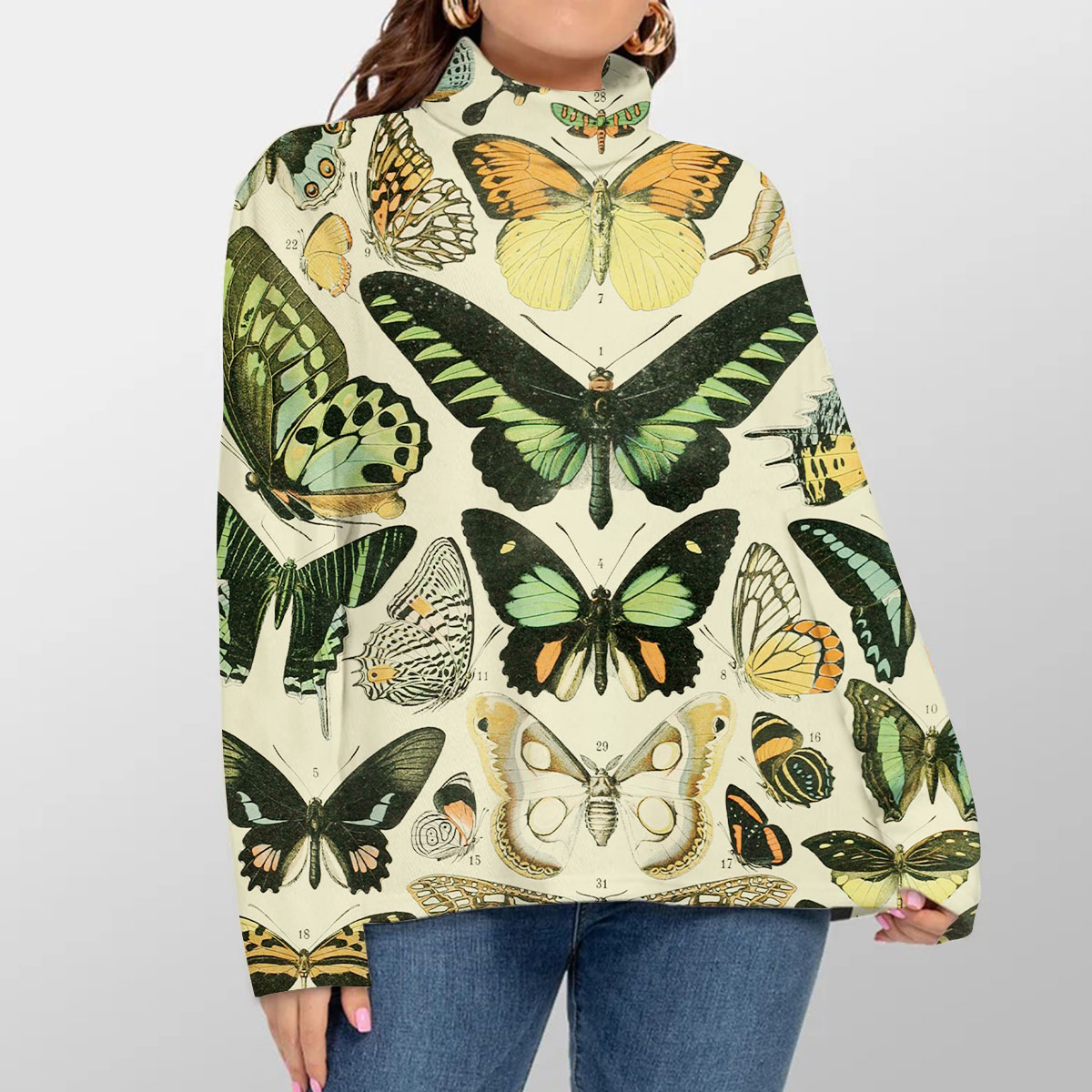 Vintage Butterfly Turtleneck Sweater