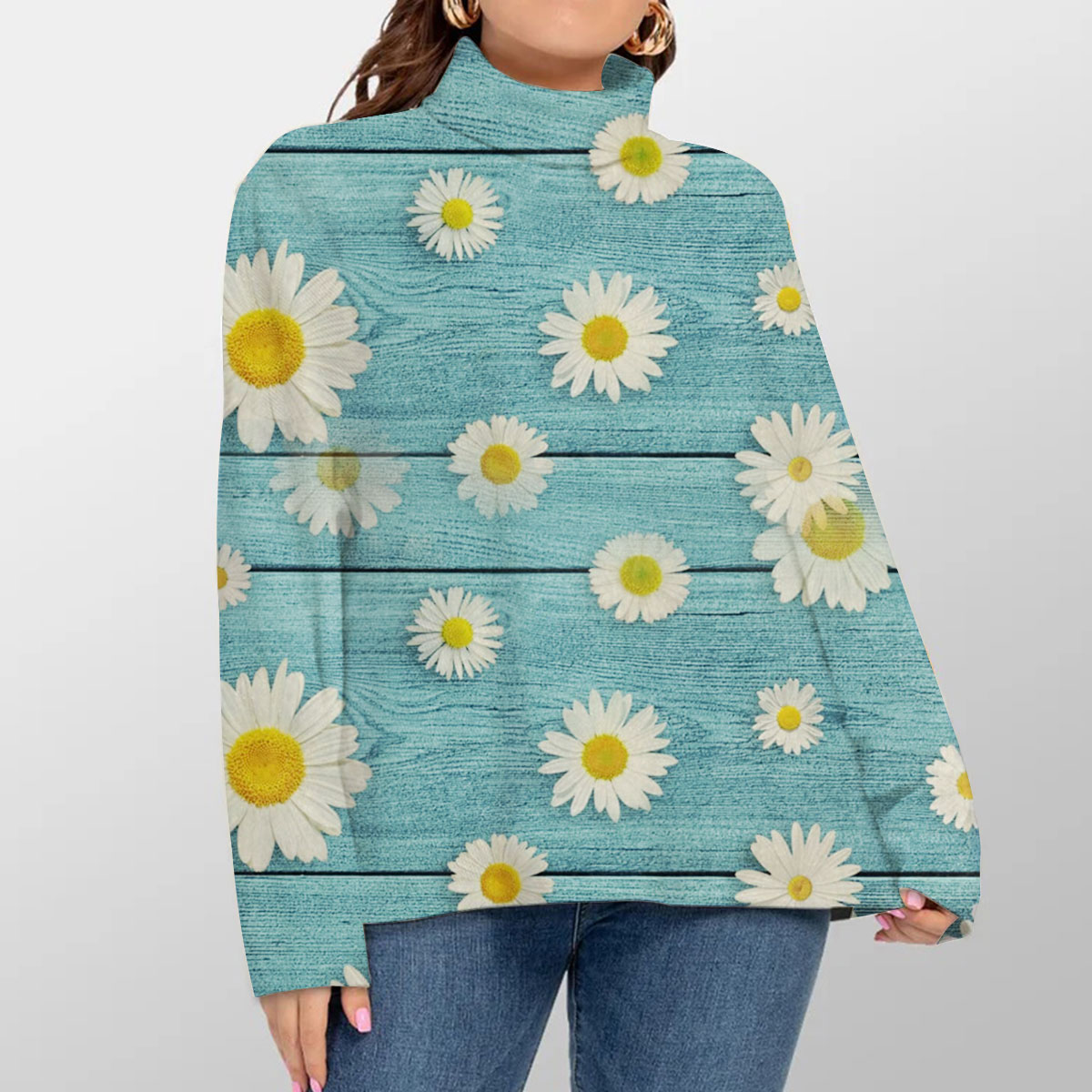 Vintage Daisy Turtleneck Sweater