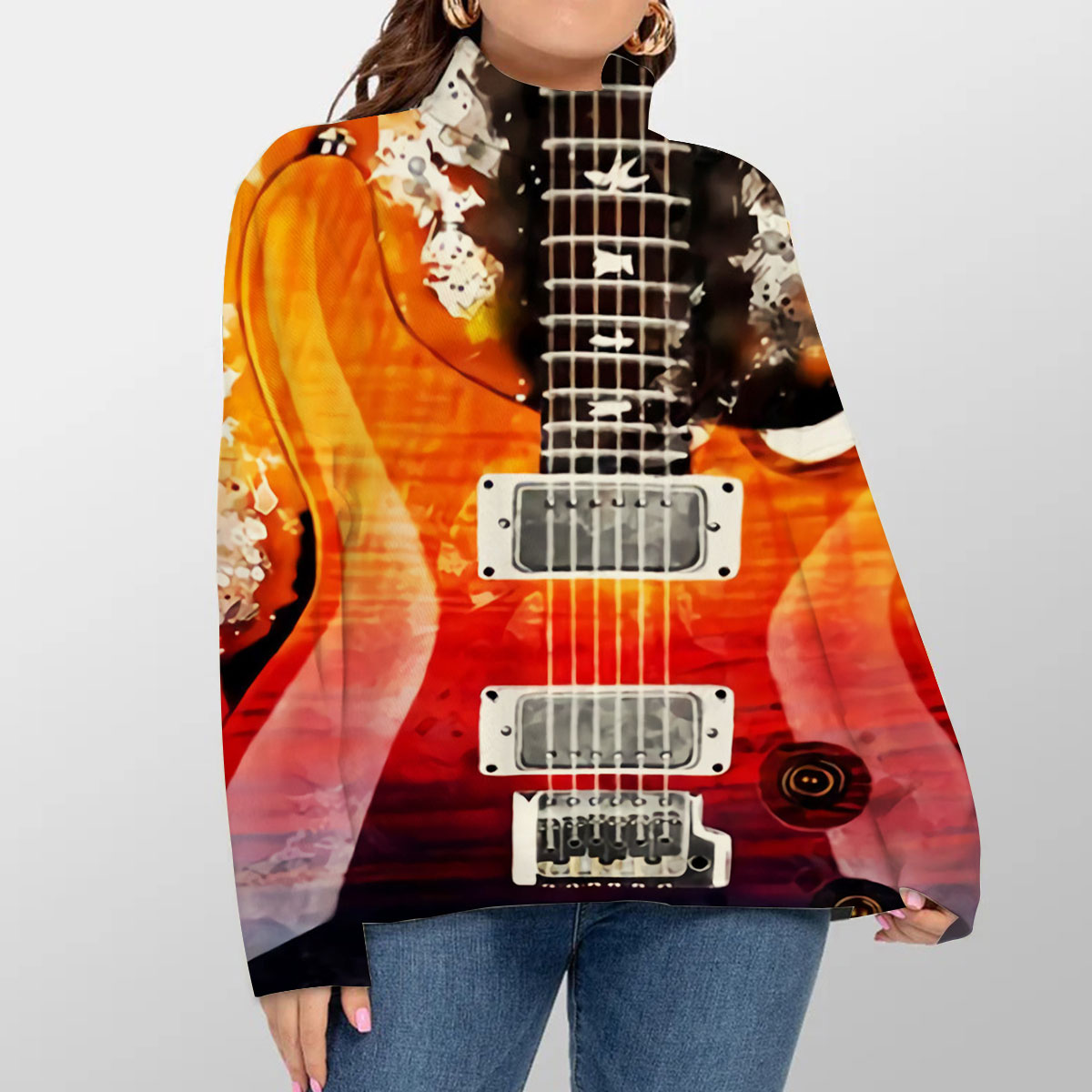 Vintage Electric Guitar Turtleneck Sweater