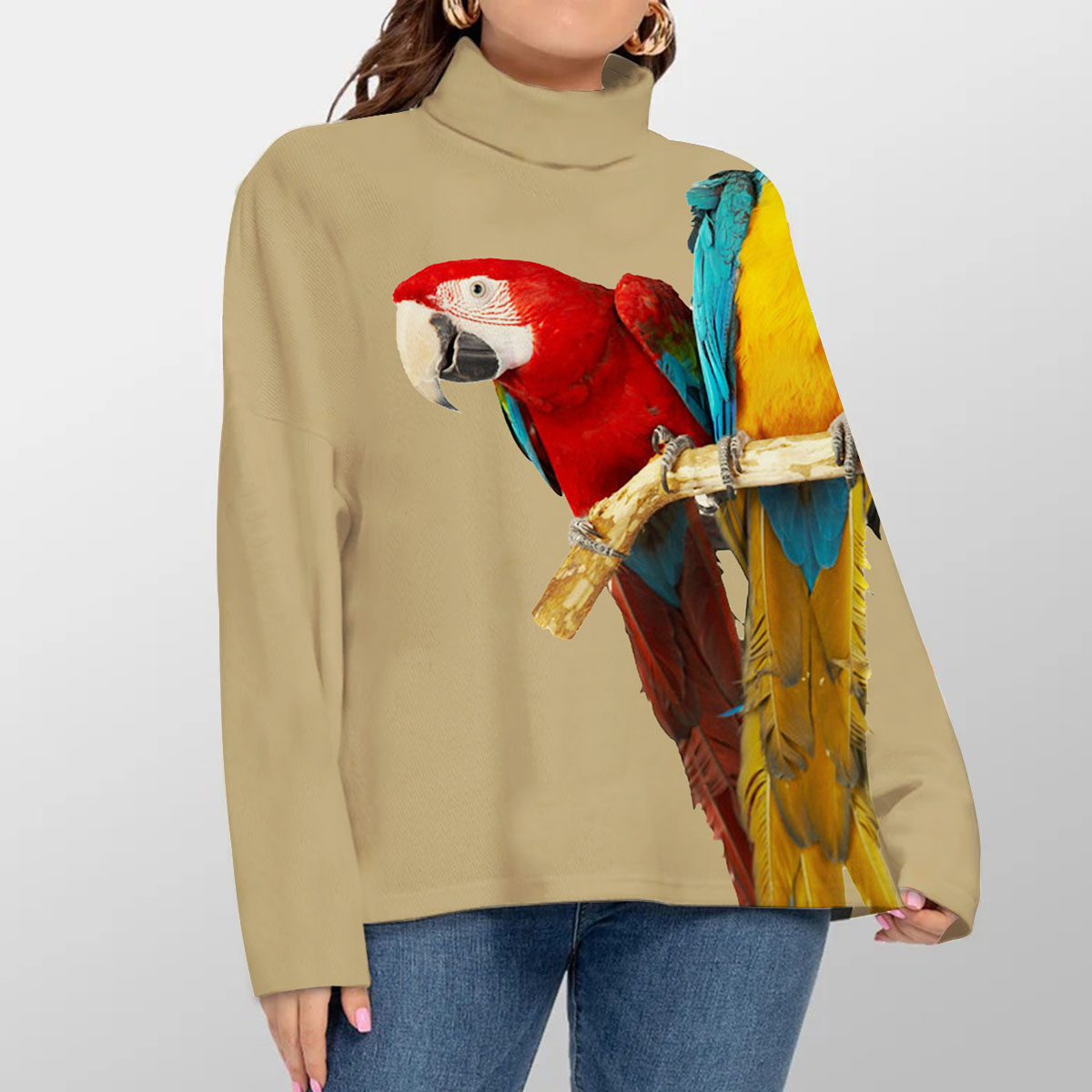 Vintage Parrot Turtleneck Sweater