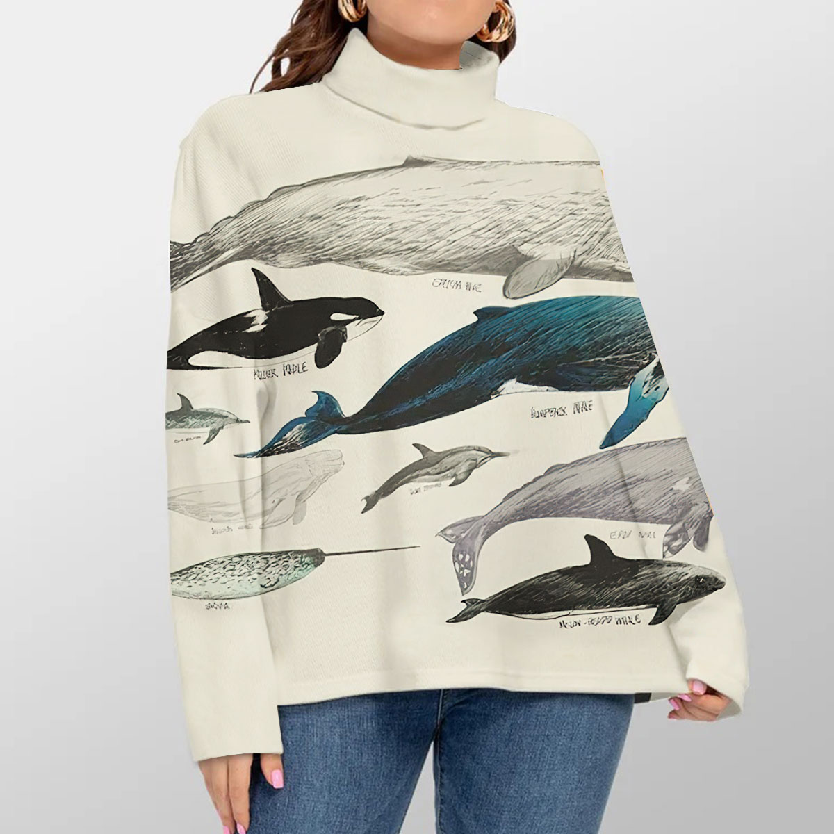 Vintage Whale Turtleneck Sweater