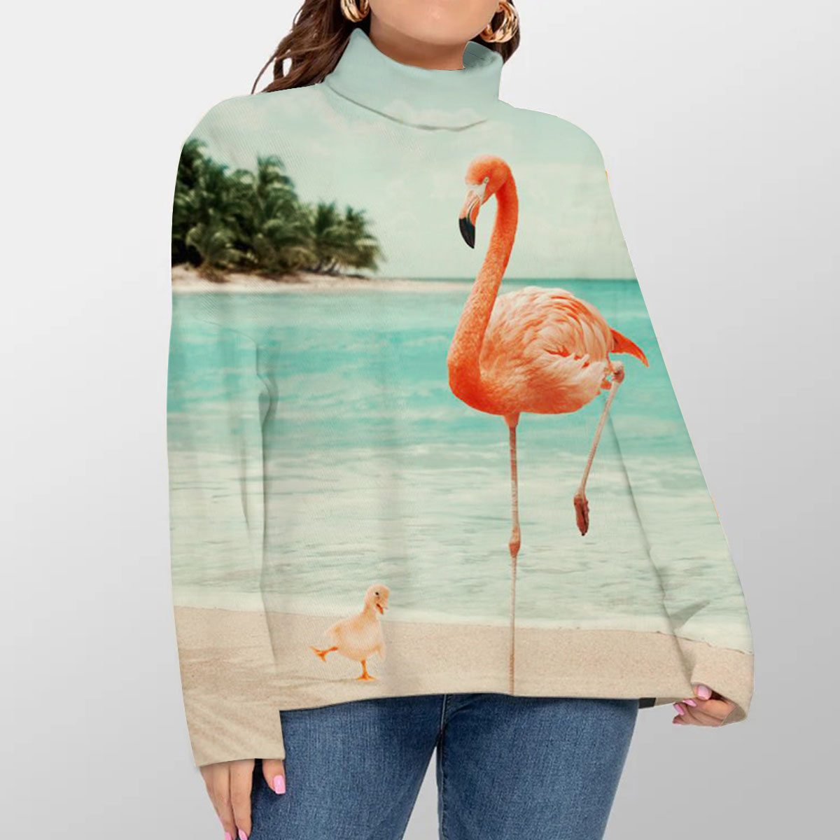 Wannabe Flamingo Turtleneck Sweater