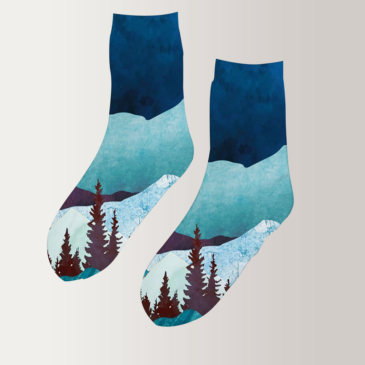 Mountain Sunset Retro 3D Socks