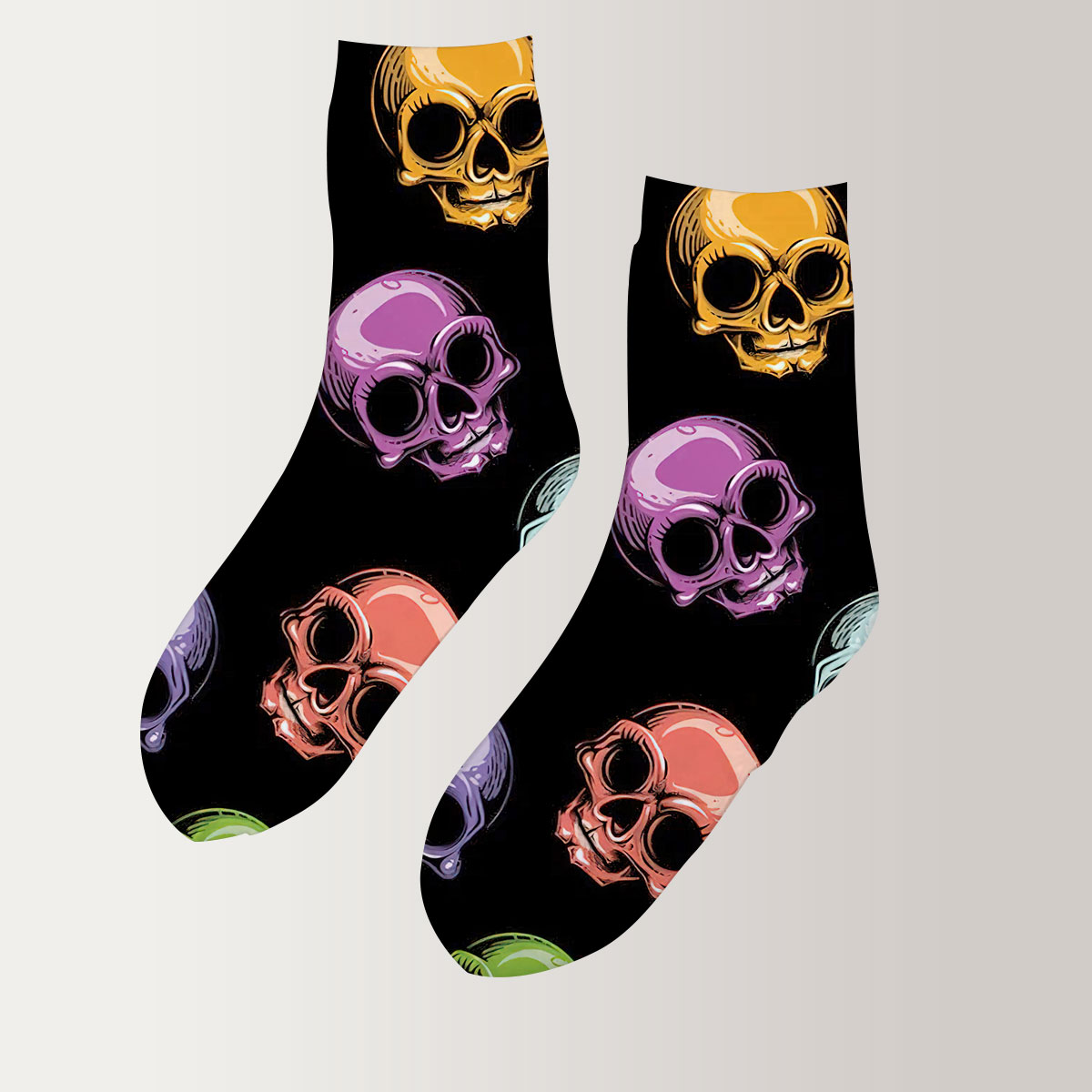 Multicolor Classic Skull 3D Socks