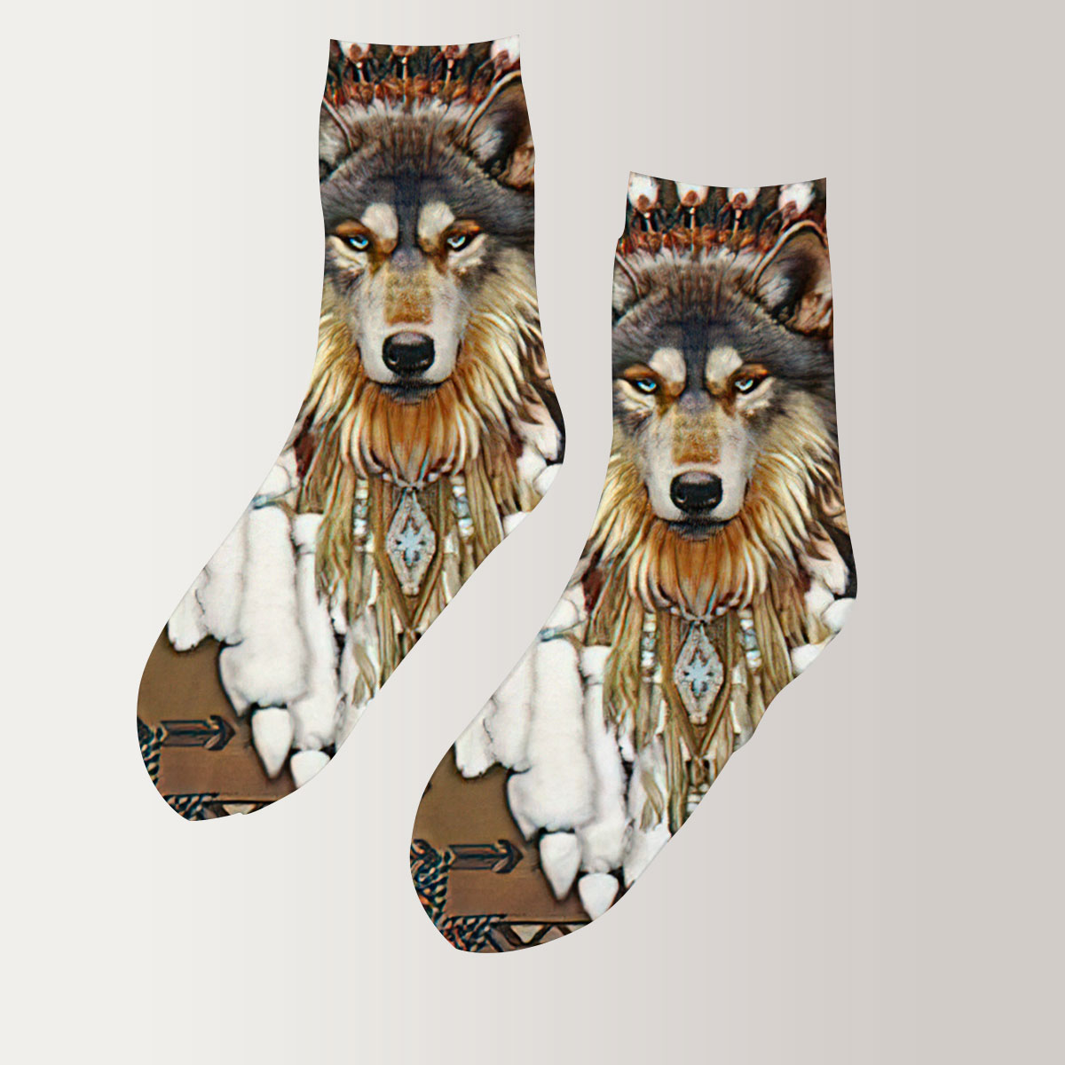 Native American Wolf 3D Socks