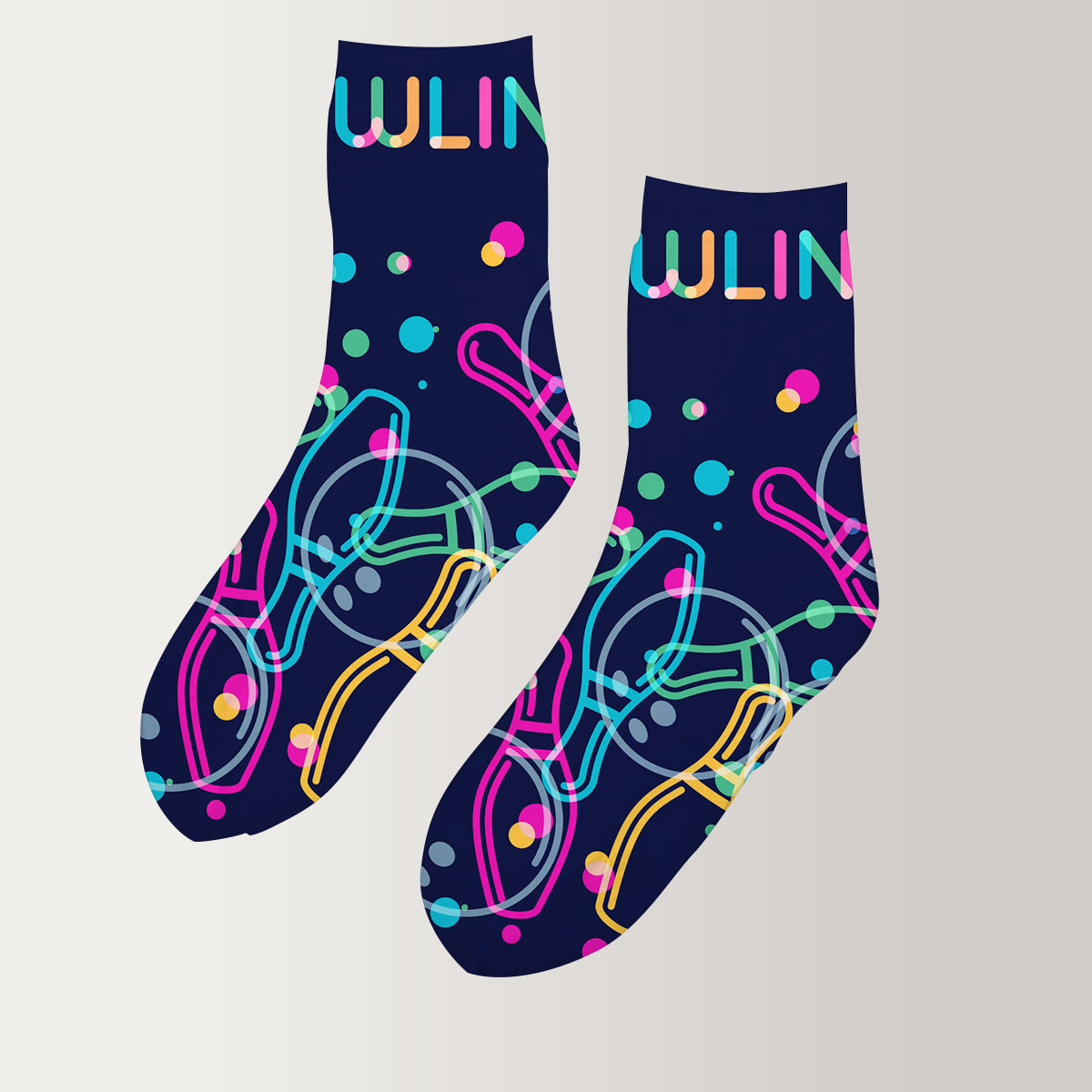 Neon Bowling 3D Socks
