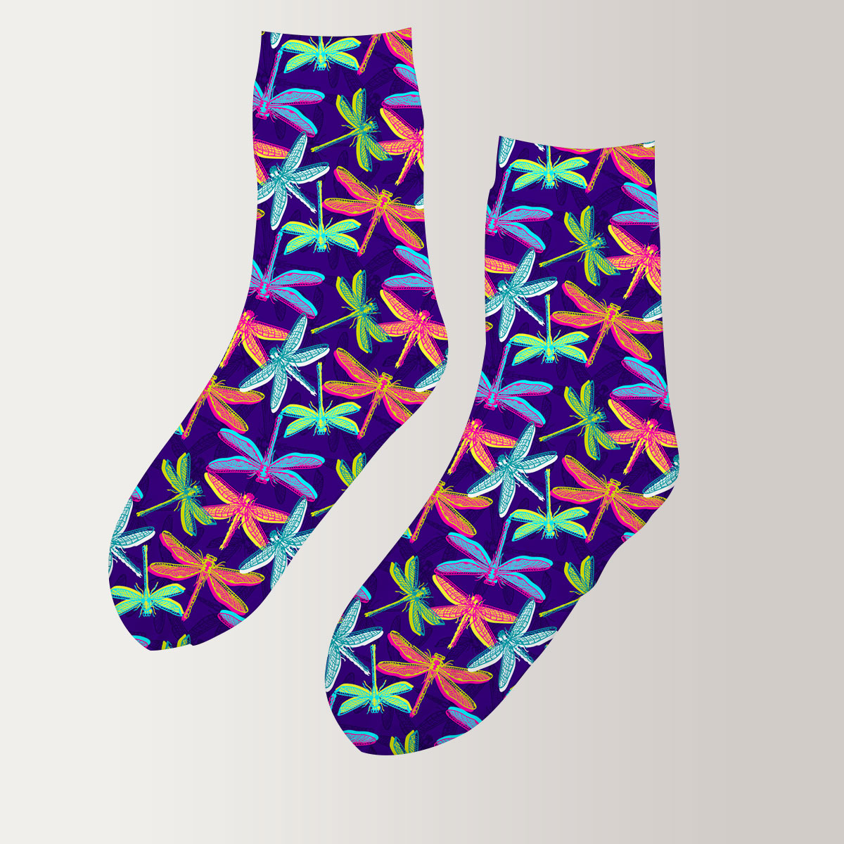 Neon Color Dragonfly 3D Socks