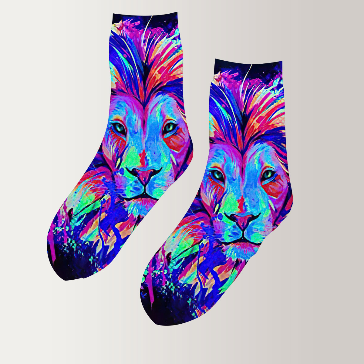 Neon Lion 3D Socks