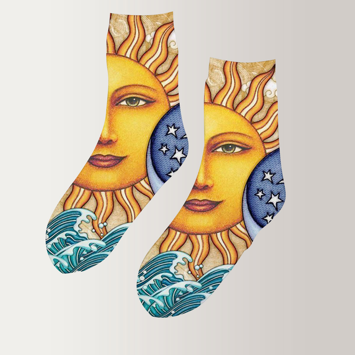 Ocean Sun And Moon 3D Socks