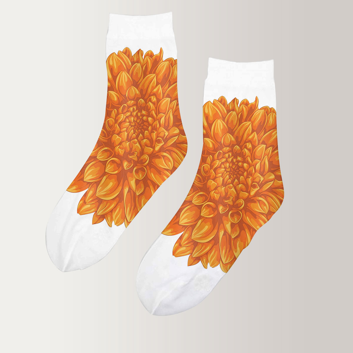 Orange Dahlia 3D Socks