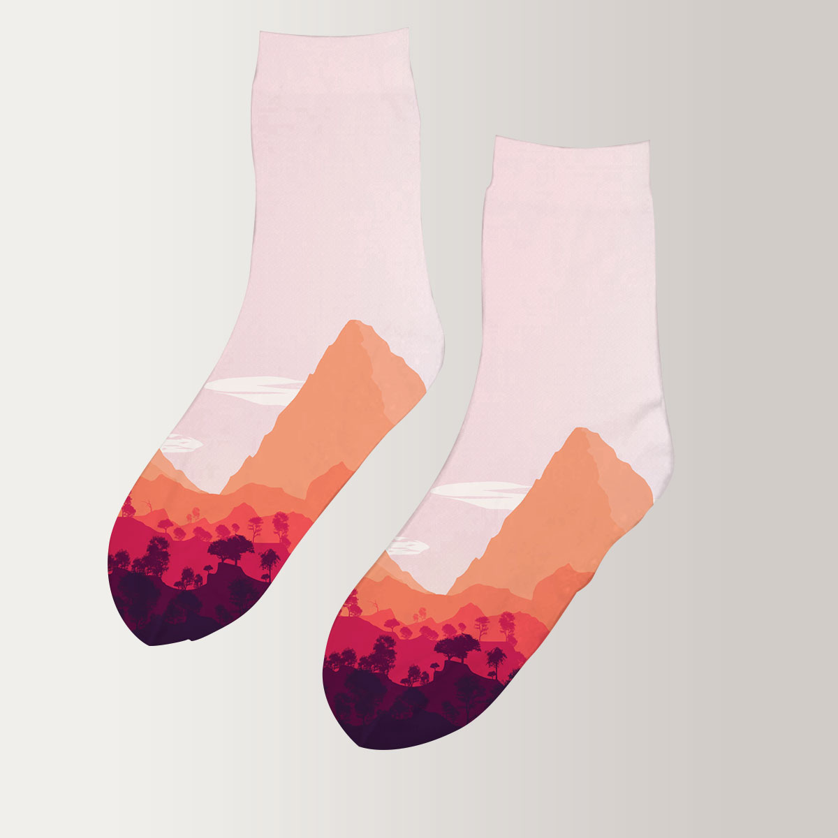 Orange Forest Mountain 3D Socks