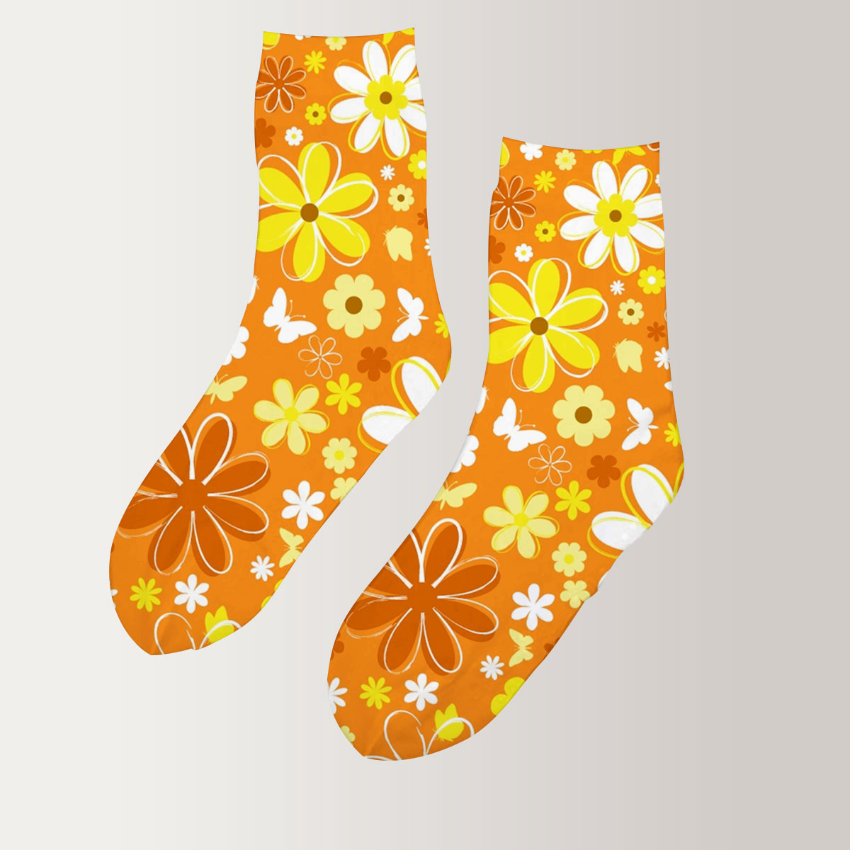 Orange Little Daisy 3D Socks