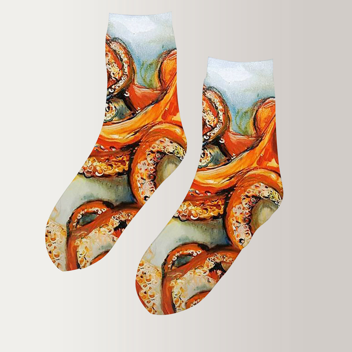 Orange Octopus 3D Socks