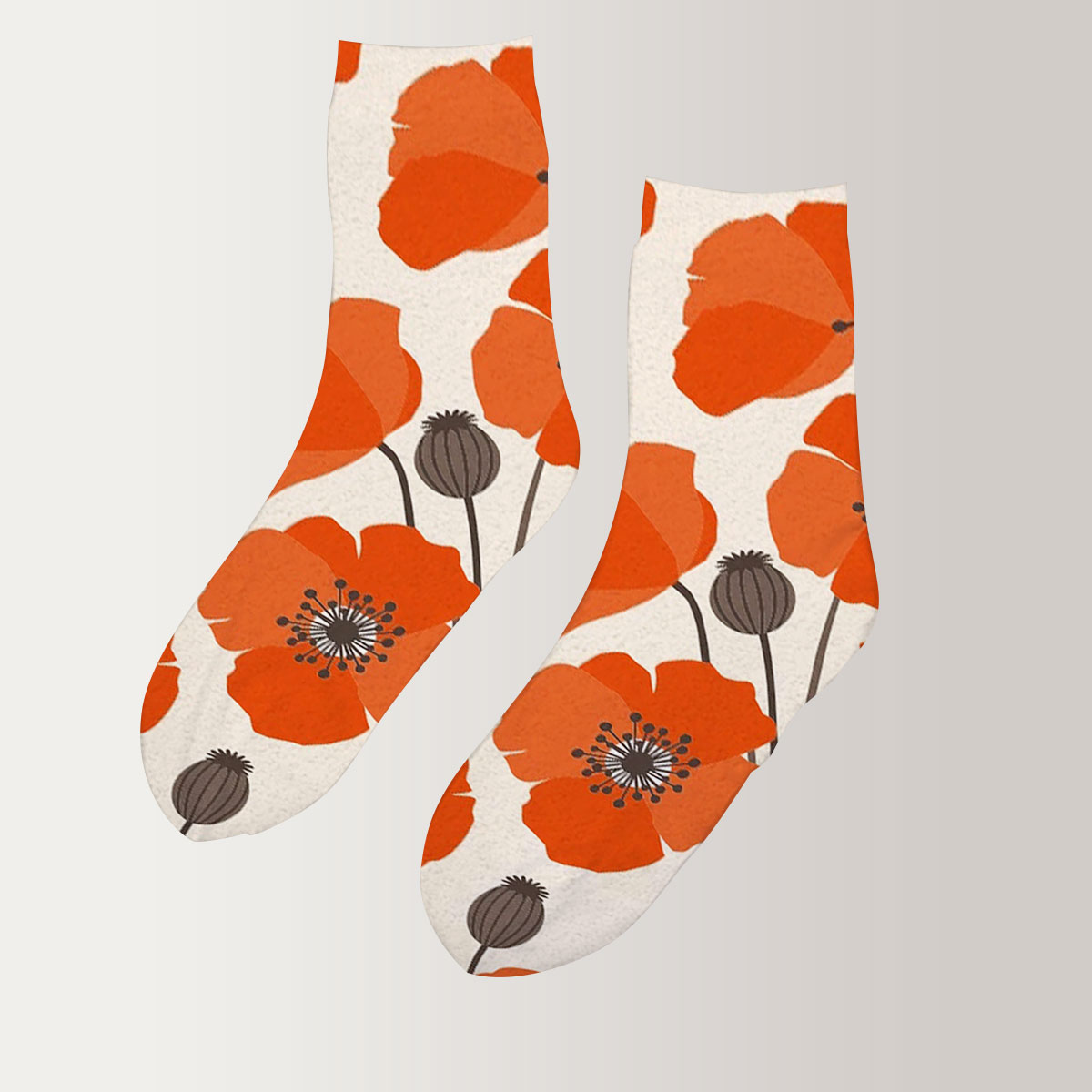 Orange Poppy 3D Socks