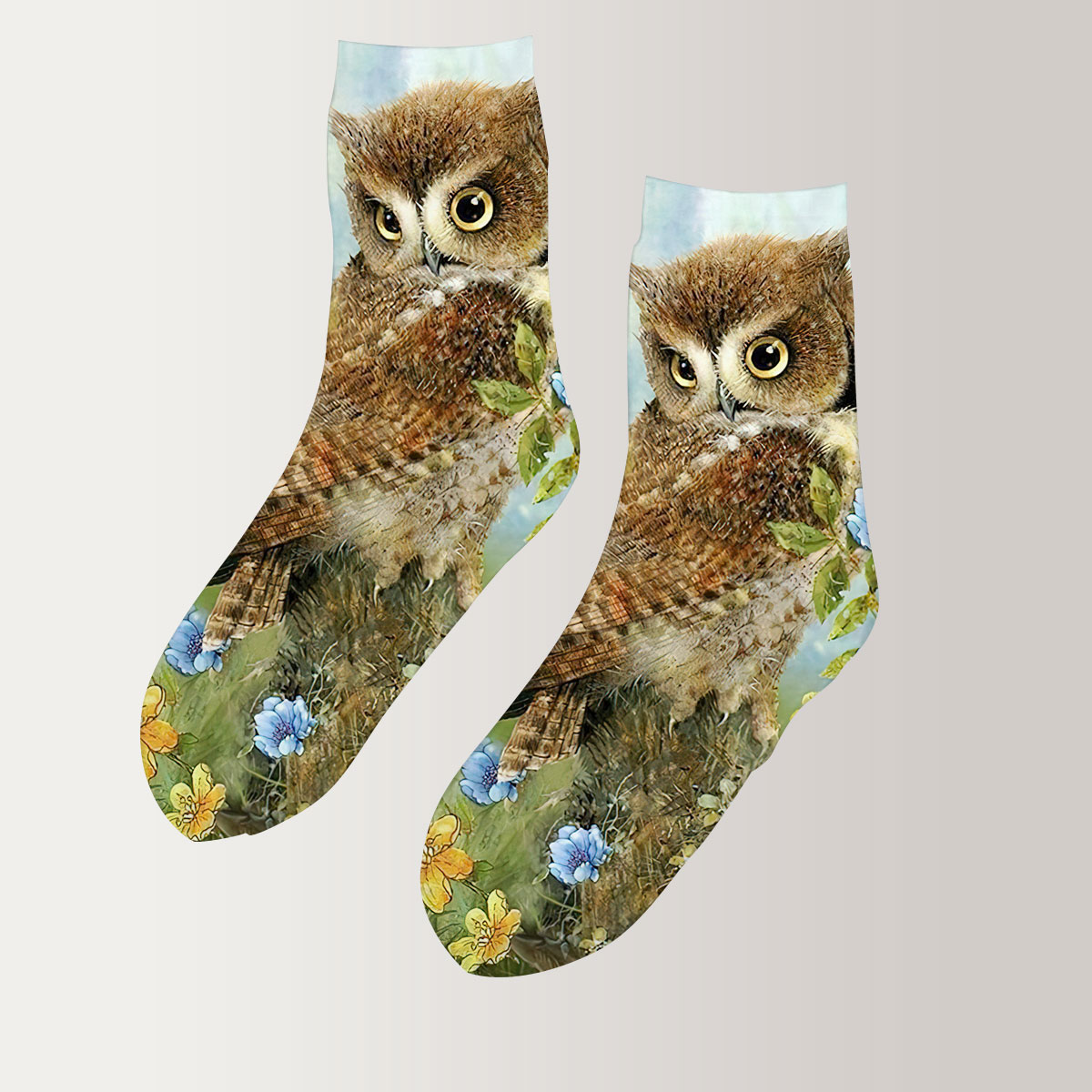 Owl And Butterfly 3D Socks