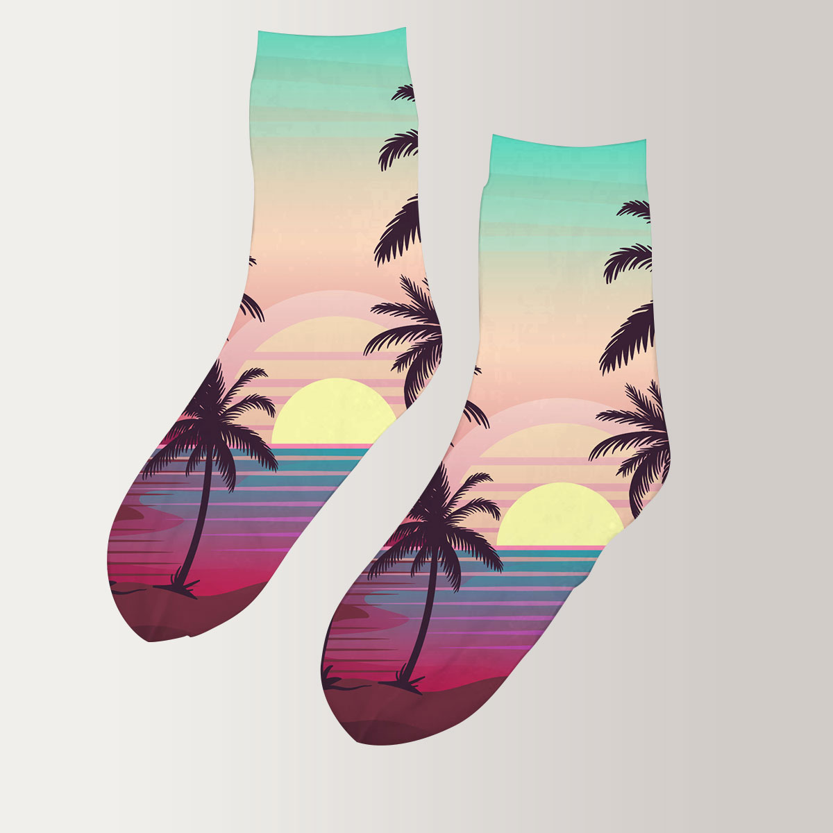 Palm Tree Sunrise 3D Socks