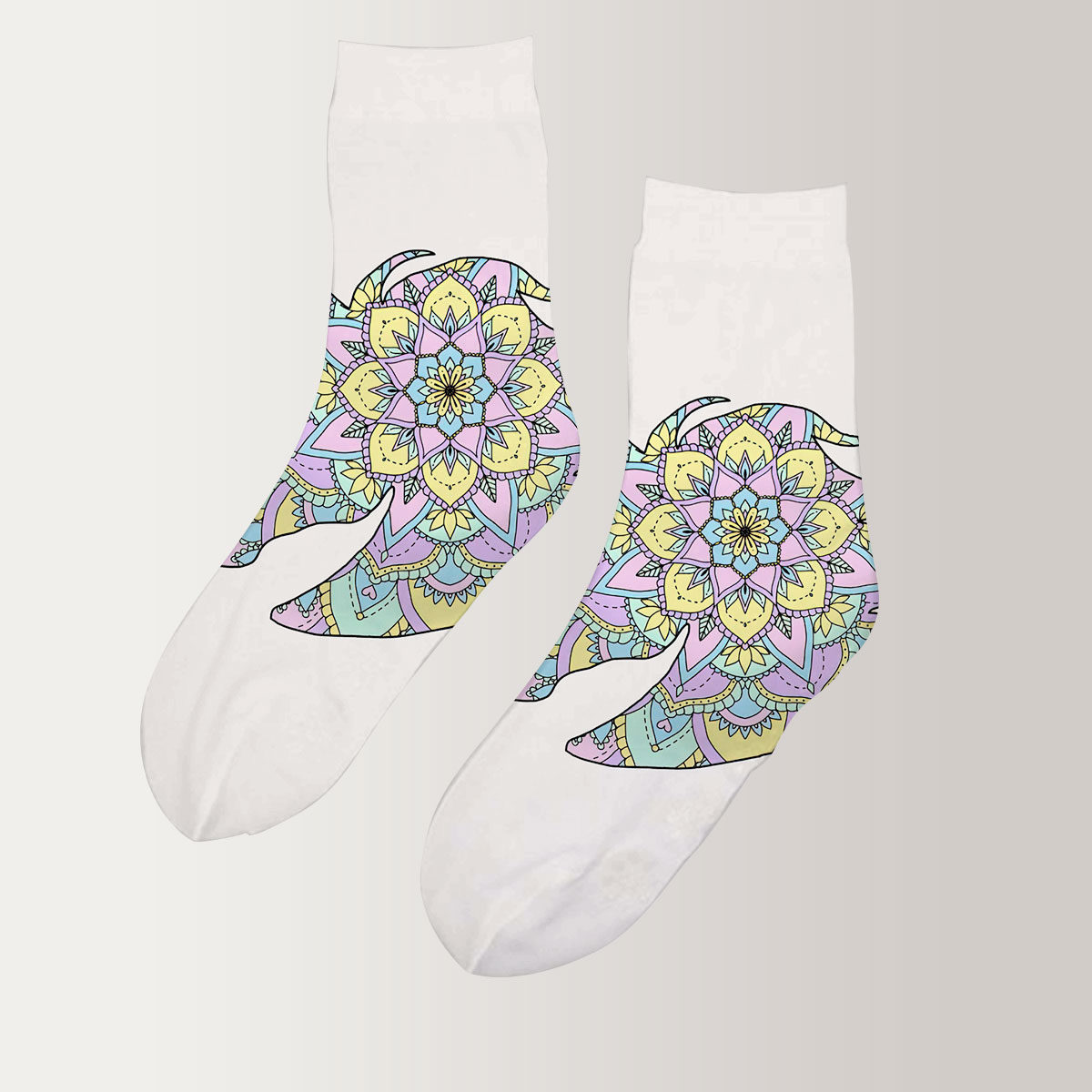 Pastel Colored Mandala 3D Socks