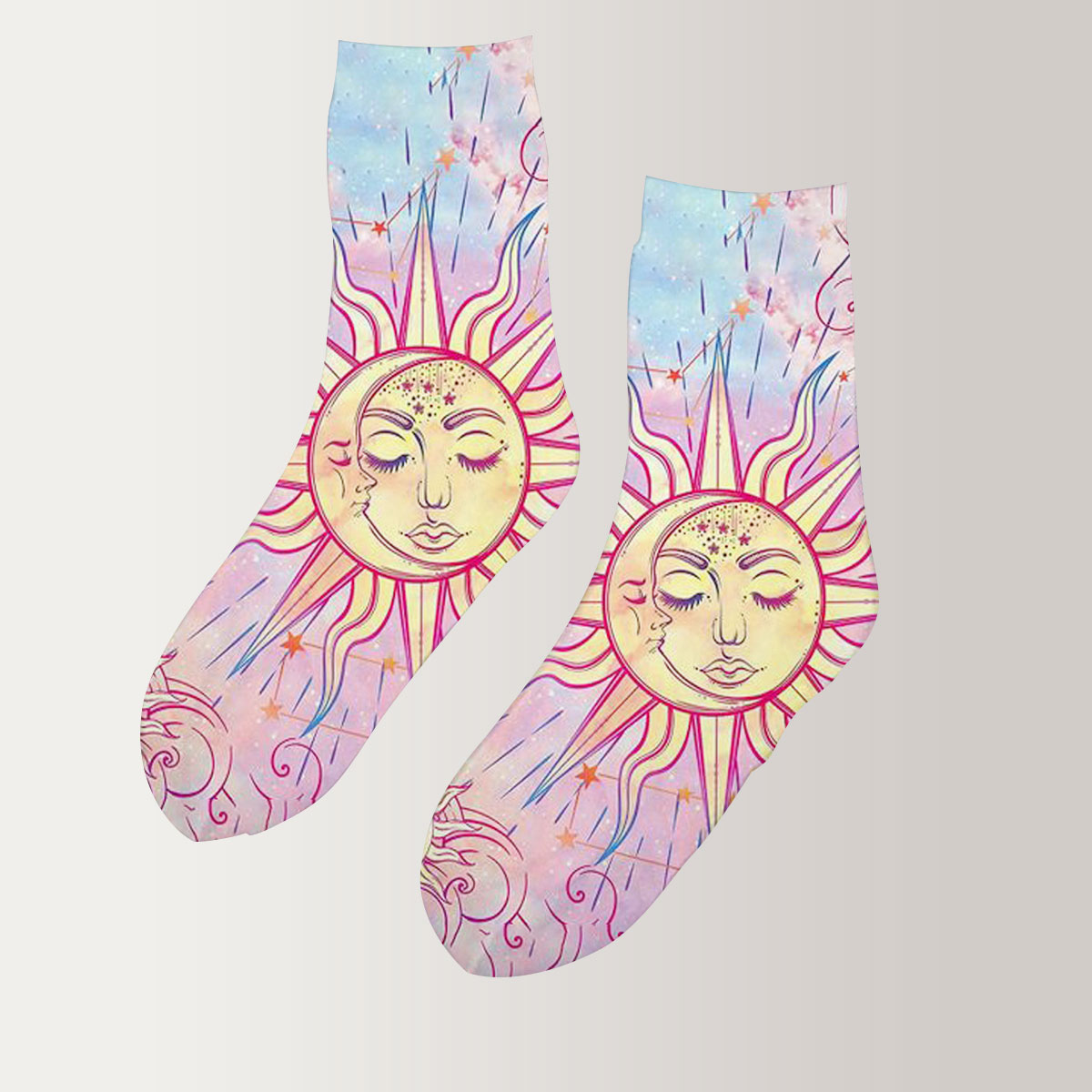 Pink Moon And Sun 3D Socks