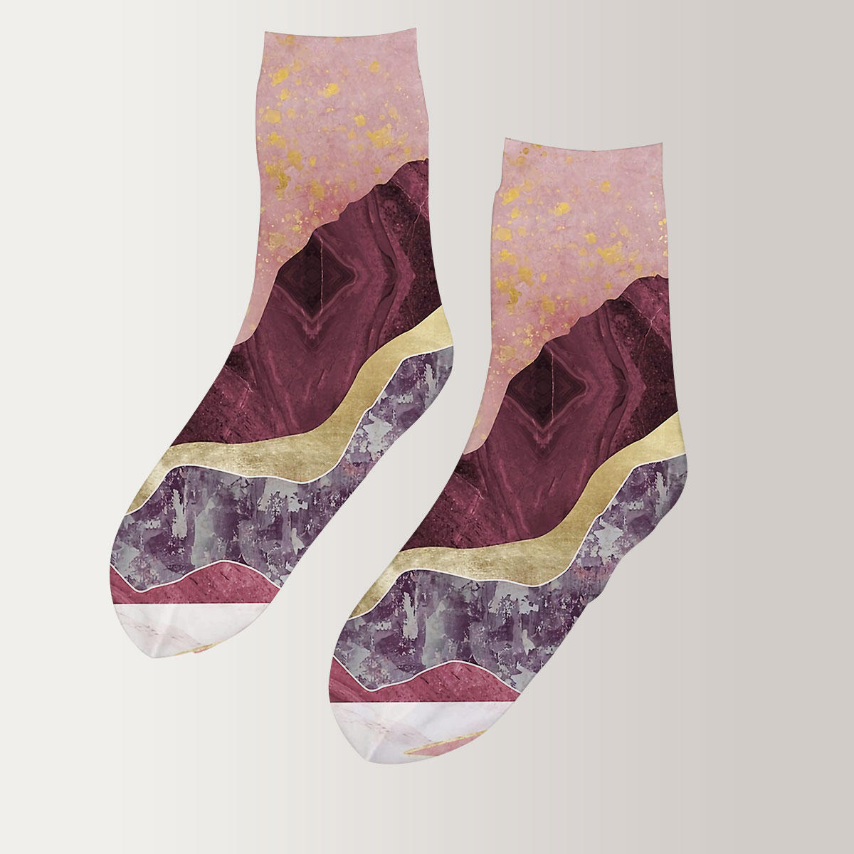 Pink Mountain And Sunset 3D Socks