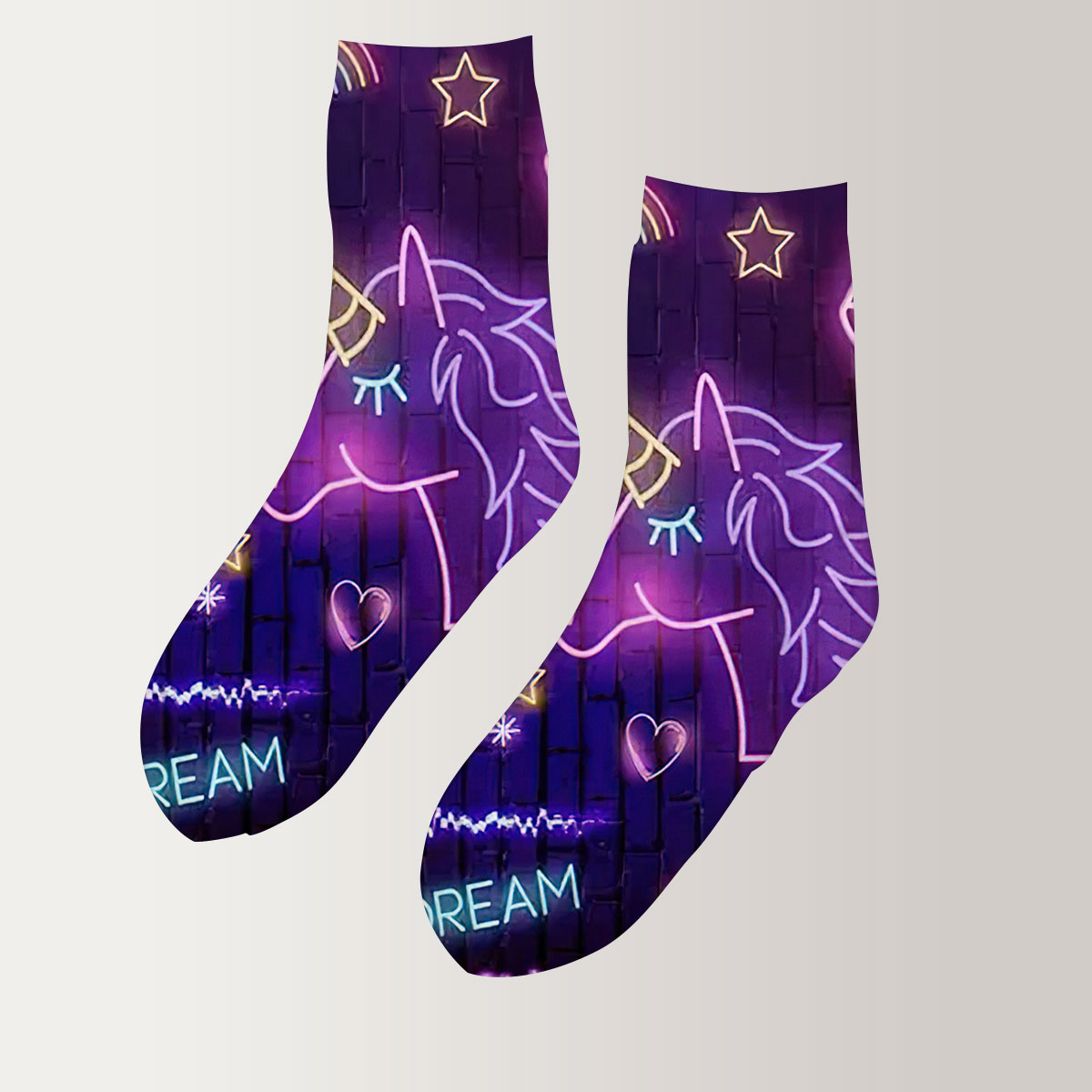 Purple Unicorn 3D Socks
