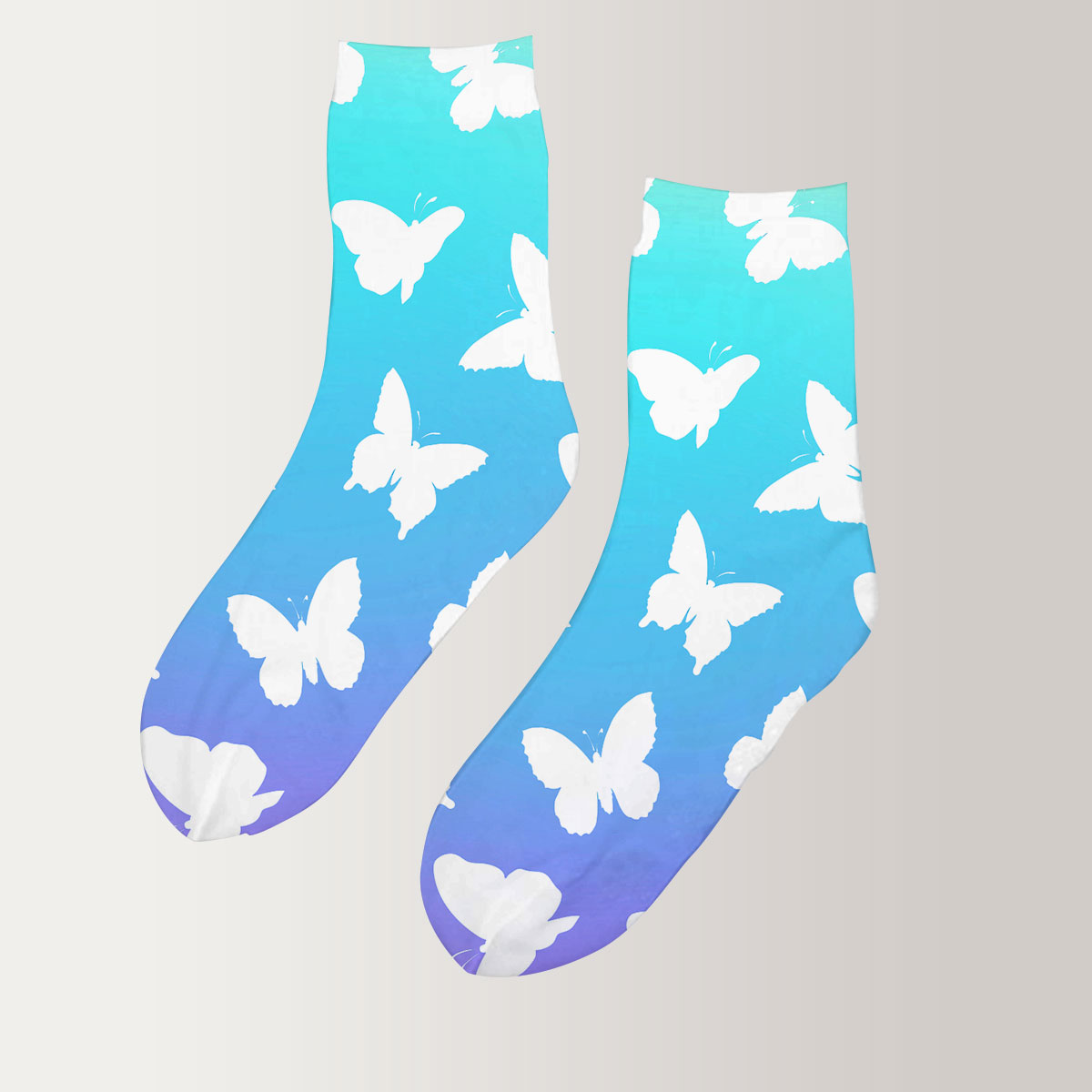 Rainbow Butterflies 3D Socks
