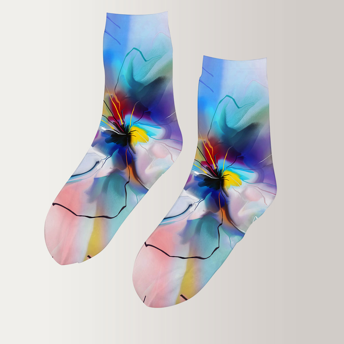 Rainbow Floral 3D Socks