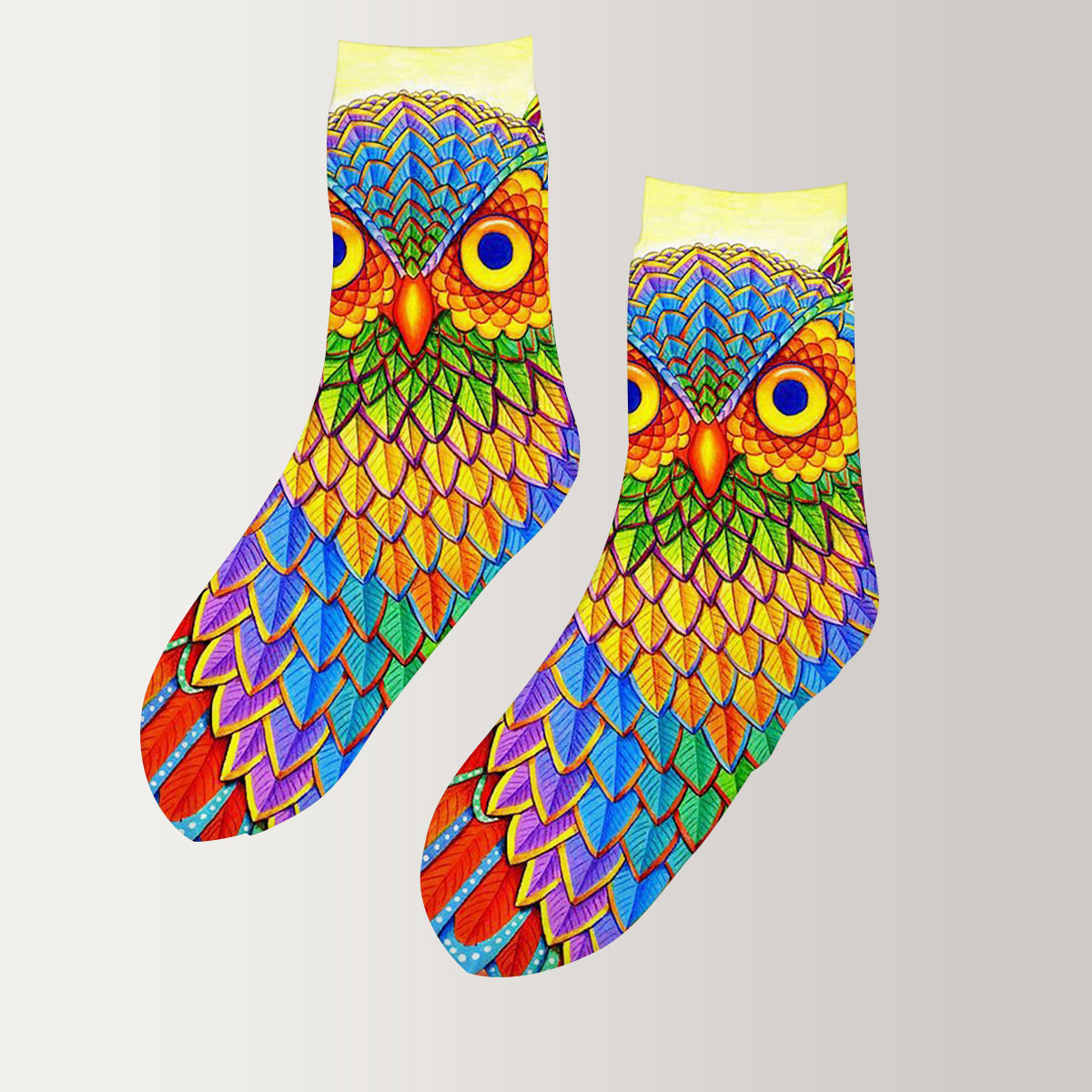 Rainbow Owl 3D Socks